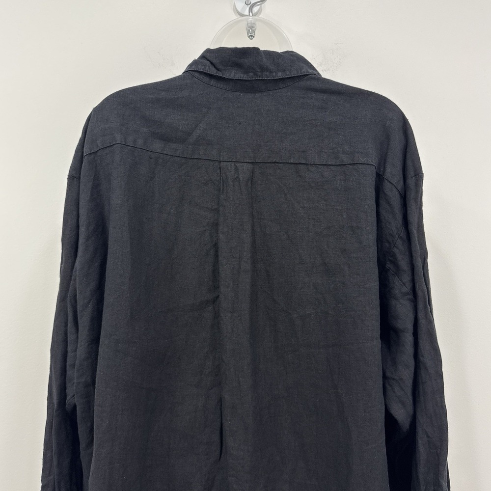 Bryn Walker 100% Linen Top XXL Black Lagenlook Boho USA Button Up Tunic Chic - Picture 12 of 14